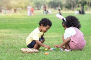 kids doing an easter egg hunt ©chomplearn