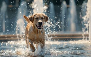 dog running through a pool of water ©Sova-design